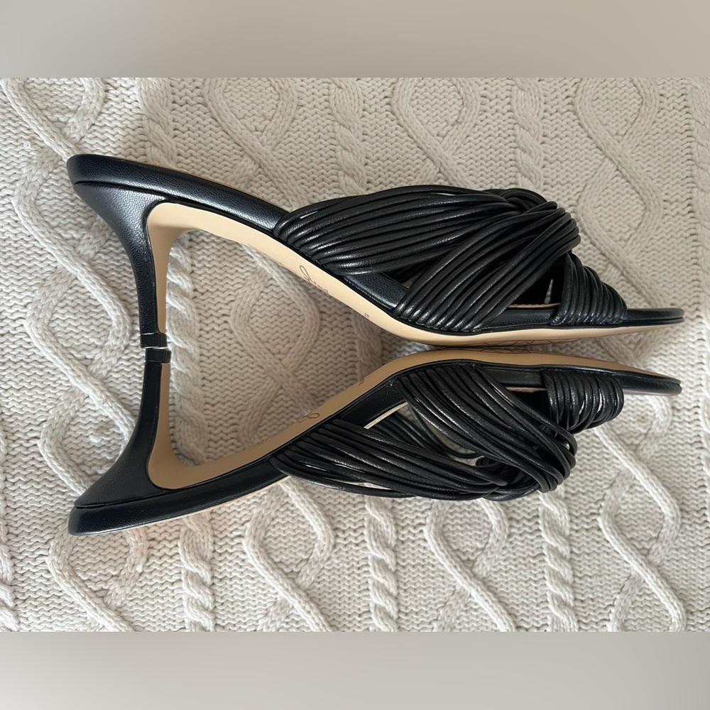 New! Jewel Badgley Mischka Black Heeled Slide Sandals Women’s Size 7.5 - Picture 12 of 14